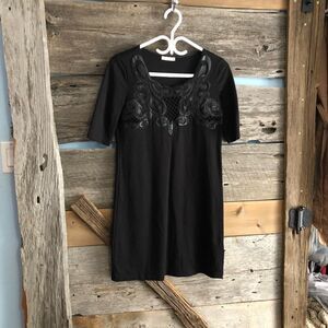 SUPERTRASH Size Small Black, Faux leather Detail Dress